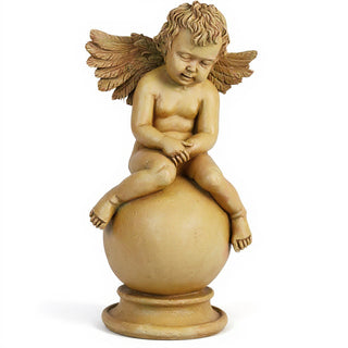 Sleepy Angel with Wings Statue - 19-inch — Dusted Sand finish