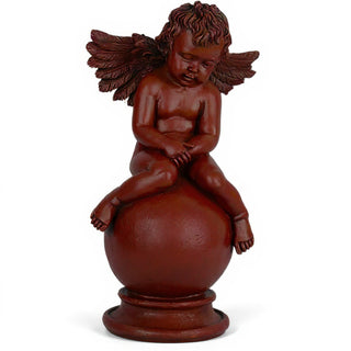 Sleepy Angel with Wings Statue - 19-inch — Rust finish