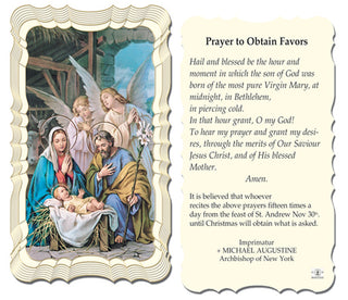 50-Pack - Christmas Card with Prayer To Obtain Favors Holy Card