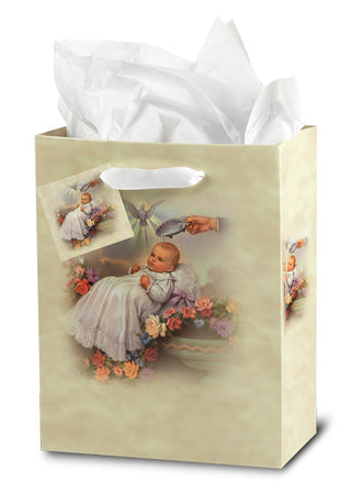 Baptism (Traditional) Med Gift Bag with Tissue 73/4X93/4X4 10-Pack