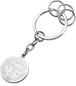 Stainless Steel St. Benedict Medal Keychain