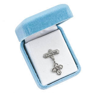 Sterling Silver Small Four Way Medal on a Godchild Pin