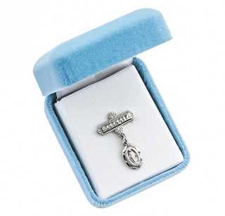Sterling Silver Plain Miraculous Medal Godchild Bar Pin