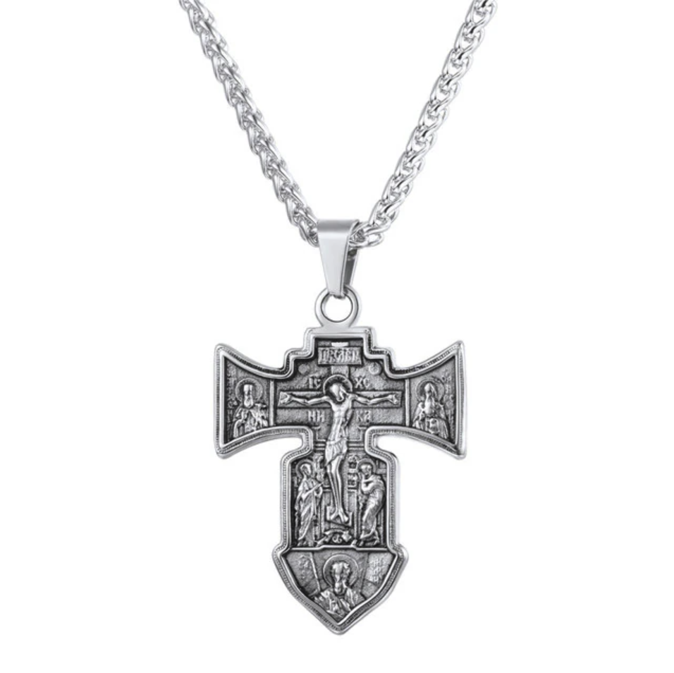 Stainless Steel Orthodox Cross Necklace – CatholicShop.com