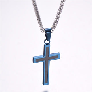 Stainless Steel Apostle Cross - Blue Ion-Plated