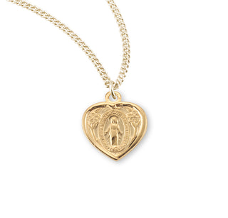 Gold Over Sterling Silver Heart Shaped Miraculous Medal