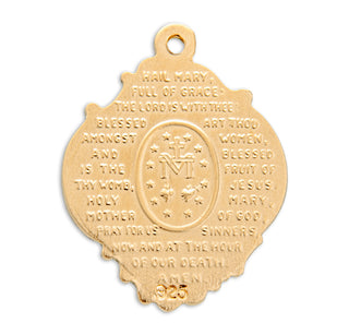 Gold Over Sterling Silver Large Baroque Miraculous Medal with Hail Mary Prayer