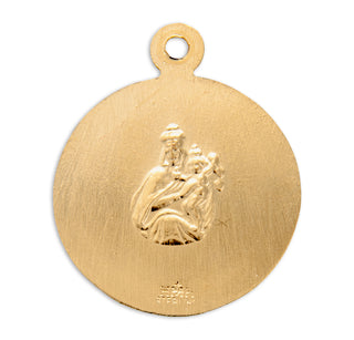 Gold over Sterling Silver Round Shaped Sacred Heart 2 Sided Medal