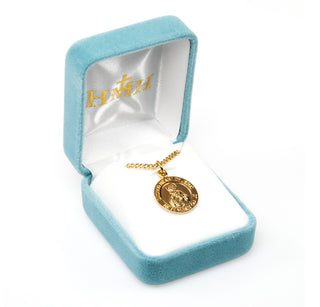 Gold over Sterling Silver Round Shaped Sacred Heart 2 Sided Medal