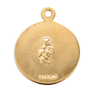 Gold over Sterling Silver Round Shaped Sacred Heart of Jesus Medal
