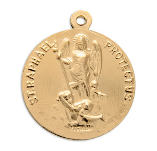 Gold over Sterling Silver Round St. Christopher/St. Raphael Medal