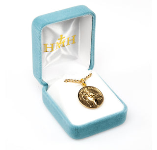 Gold over Sterling Silver Round St. Christopher/St. Raphael Medal