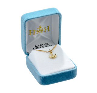 7/16-inch Gold Over Sterling Silver Holy Spirit Medal with 16-inch Chain