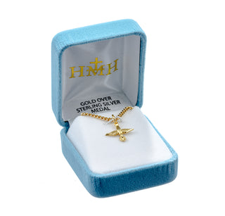 1/2-inch Gold Over Sterling Silver Holy Spirit Medal with 18-inch Chain