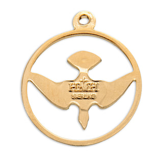 7/8-inch Gold Over Sterling Silver Holy Spirit Medal with 18-inch Chain