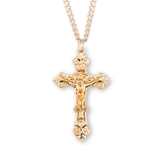 1 3 4 Inch Gold Over Sterling Silver Crucifix With 24 Inch Chain