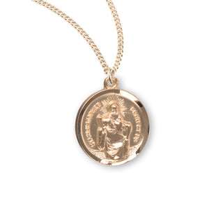 Gold Over Sterling Silver Round St Christopher Medal