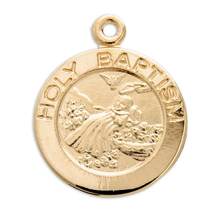 Gold over Sterling Silver Round Shaped Holy Baptism Medal