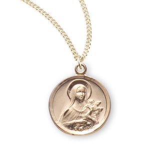 5 8 Inch Gold Over Sterling Silver St Therese The Little Flower Medal With 18 Inch Chain
