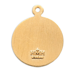 Gold over Sterling Silver Round Shaped Guardian Angel Medal