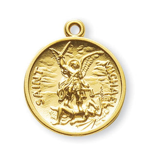 Gold over Sterling Silver Round Shaped St. Michael Medal - SALE