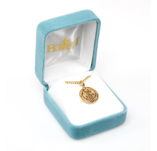 3/4-inch Gold Over Sterling Silver St. Benedict Medal with 18-inch Chain