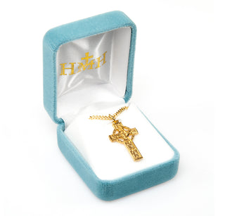 1 1/8-inch Gold Over Sterling Silver Celtic Cross with 18-inch Chain