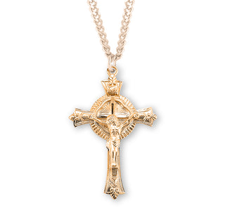 1 13 16 Inch Gold Over Sterling Silver Crucifix With 24 Inch Chain