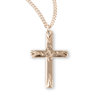15 16 Inch Gold Over Sterling Silver Cross With 18 Inch Chain