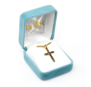 15/16-inch Gold Over Sterling Silver Cross with 18-inch Chain