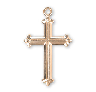 Fleur De Lis Tipped Gold Over Sterling Silver Cross