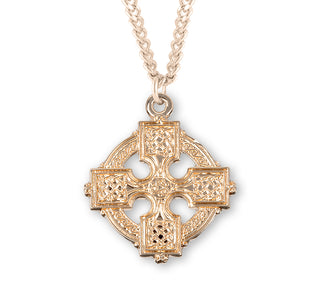 Gold Over Sterling Silver Irish Celtic Cross