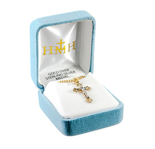 Flare Tipped Gold Over Sterling Silver Two Tone Crucifix