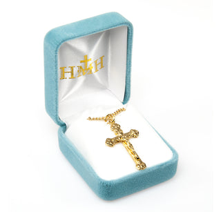 1 3/8-inch Gold Over Sterling Silver Crucifix with 20-inch Chain