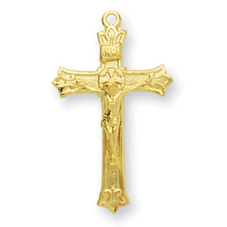 1" Gold Over Sterling Silver Crucifix with 18" Chain