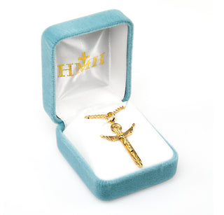 1 1/4-inch Gold Over Sterling Silver Crucifix with 18-inch Chain