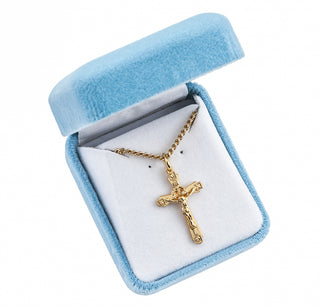 1-inch Gold Over Sterling Silver Crucifix with 18-inch Chain