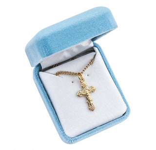 7/8-inch Gold Over Sterling Silver Crucifix with 18-inch Chain