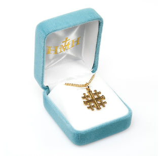 Gold Over Sterling Silver Jerusalem Cross with 18-inch Chain
