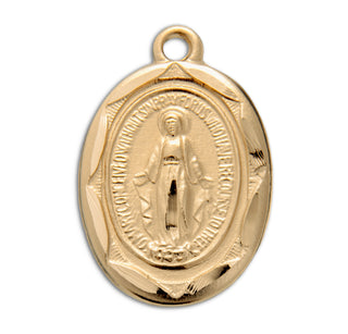 Gold Sterling Silver Oval Miraculous Medal