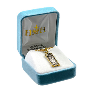Sterling Silver Two-Tone Mother of God Pendant with Gold Plated Edge