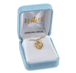 Gold over Sterling Silver Heart Shaped Miraculous Medal