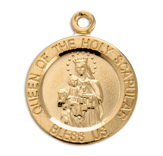 Holy Scapular Round Double Sided Gold Over Sterling Silver Medal