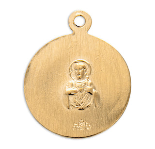 Holy Scapular Round Double Sided Gold Over Sterling Silver Medal
