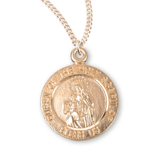 Gold Over Sterling Silver Round Shaped Scapular Medal