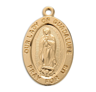 7/8-inch Gold Over Sterling Silver Our Lady of Guadalupe Medal with 18-inch Chain