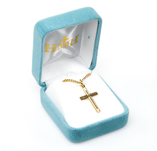 1-inch Gold Over Sterling Silver Cross with 18-inch Chain