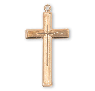 Gold Over Sterling Silver Cross with High Polished Inlayed Cross