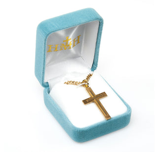 1 1/4-inch Gold Over Sterling Silver Cross with 24-inch Chain