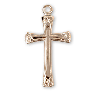Flower Tipped Gold Over Sterling Silver Cross